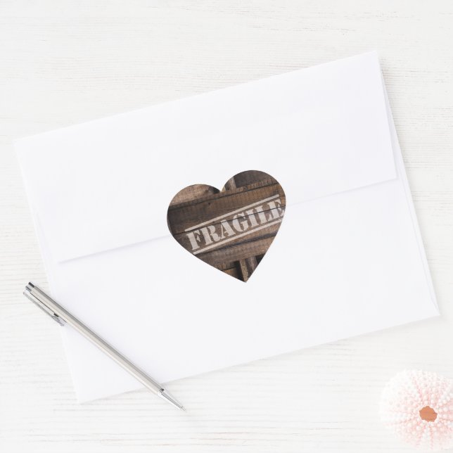 Fragile wood crate vintage heart heart sticker (Envelope)