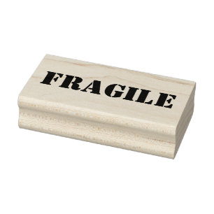 Fragile Wooden Block Mounted Rubber Stamp