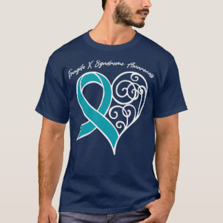 Fragile X Syndrome Awareness Heart Ribbon Gift Val T-Shirt