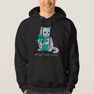 Fragile X Syndrome Awareness Month Teal Ribbon Cat Hoodie
