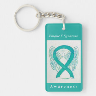 Fragile X Syndrome Awareness Ribbon Angel Keychain