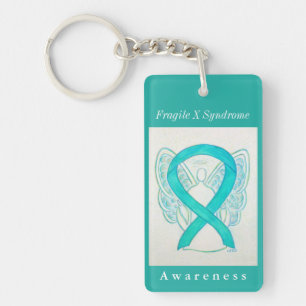 Fragile X Syndrome Awareness Ribbon Angel Keychain