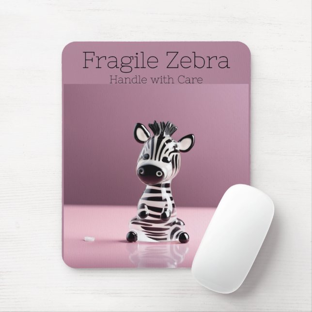 Fragile Zebra: Handle with Care Mouse Pad (With Mouse)
