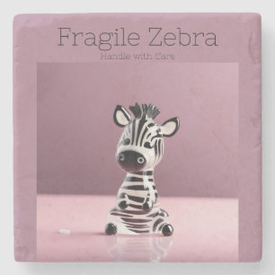 Fragile Zebra: Handle with Care Stone Coaster
