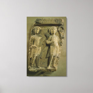 Fragment of a bas-relief plaque depicting two sold canvas print