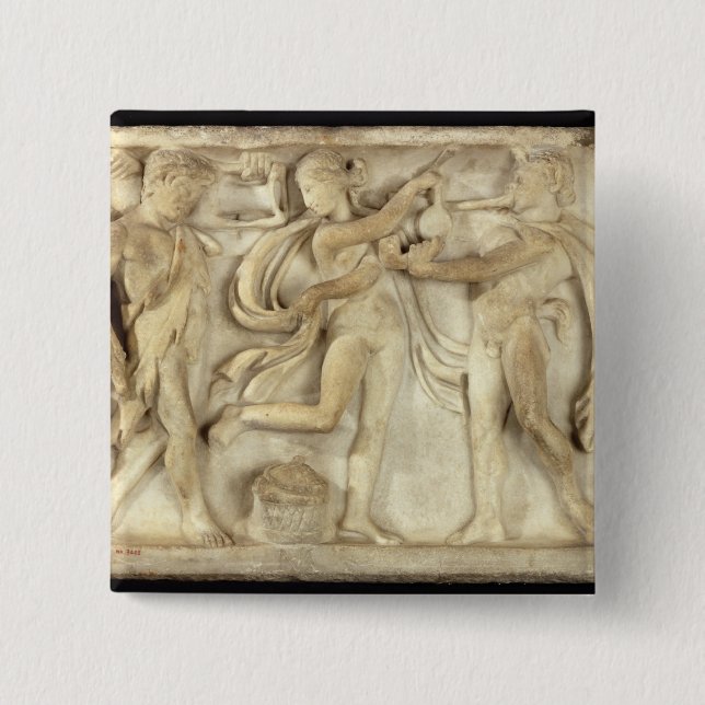 Fragment of a sarcophagus 2 inch square button (Front)