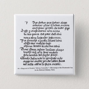 Fragment of Dante's  'Divina Commedia' 2 Inch Square Button