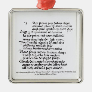 Fragment of Dante's  'Divina Commedia' Metal Ornament