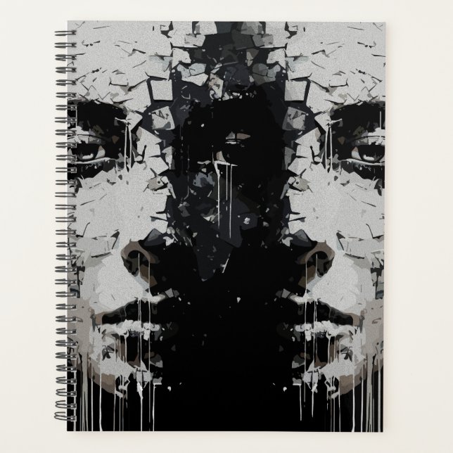 Fragmented Face: Dark Abstract Expression Planner (Front)