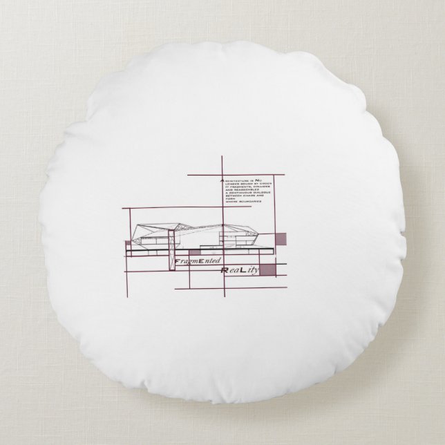 Fragmented Reality – Architectural Expression Round Pillow (Front)