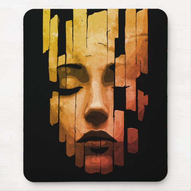 Fragmented Serenity – Surreal Digital Portrait Mouse Pad (Front)