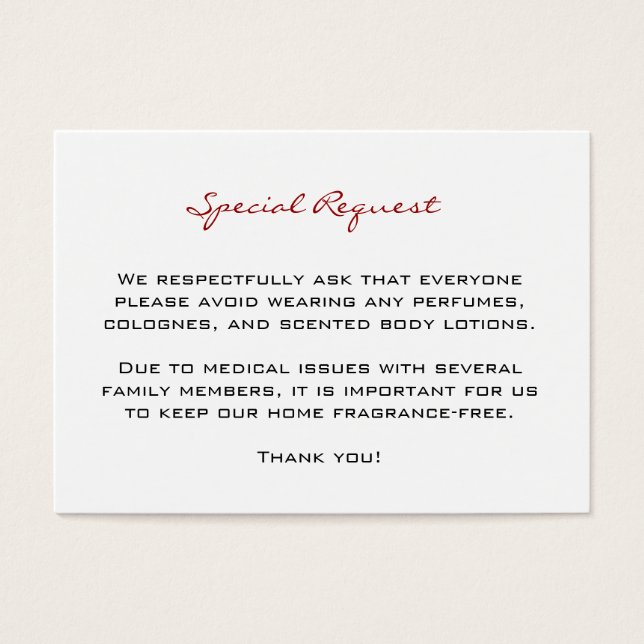 Fragrance Free Request Cards (Front)