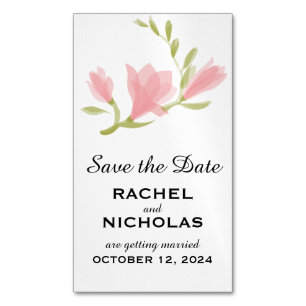 Fragrant Freesia Petals Save the Date Magnetic Business Card