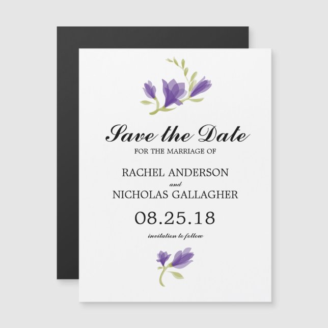 Fragrant Freesia Petals | Save the Date Magnetic Invitation (Front/Back)