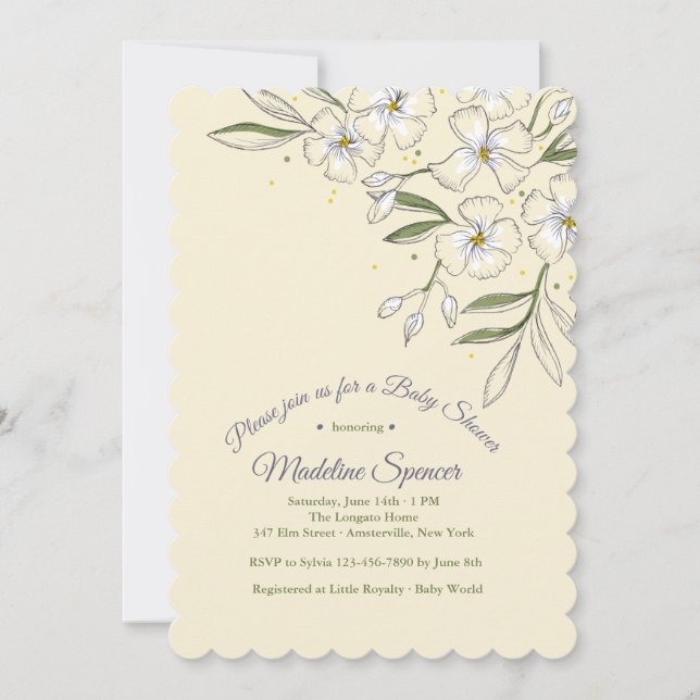 Fragrant Jasmine Baby Shower Invitation (Front)