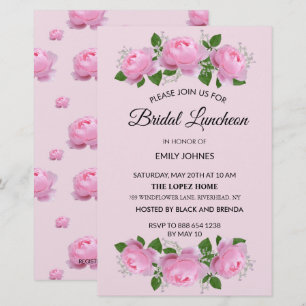 Fragrant Pink Roses, Bridal Luncheon Stationery