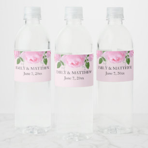 Fragrant Pink Roses, Wedding  Water Bottle Label
