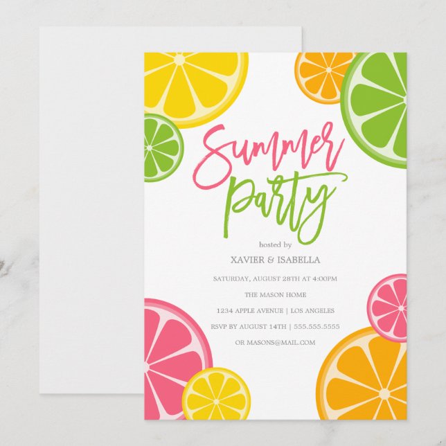 Fraîchement découpé| Invitation de fête d'été (Devant / Derrière)