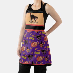 Fraidy Cat Retro Halloween Apron 