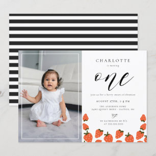 Fraise 1er anniversaire Invitation photo