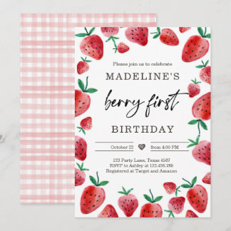 fraise 1er anniversaire Invitation premier Berry S