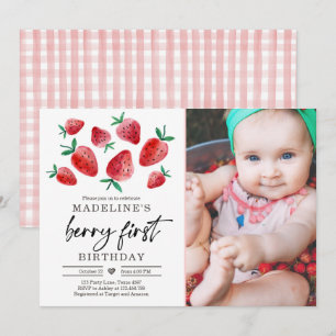 fraise 1er anniversaire Invitation premier Berry S