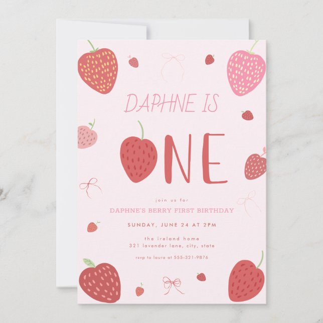 Fraise 1er Berry Première invitation d'anniversair (Devant)