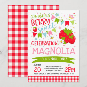 Fraise Anniversaire Invitation Berry Sweet Party