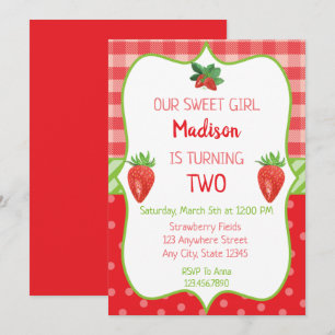 Fraise Anniversaire Invitation Berry Sweet Party