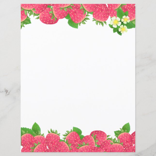 Fraise Avec Fleurs Papier À Papier À Papier (Devant)