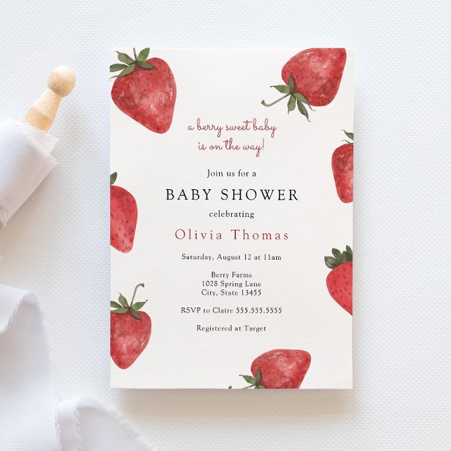Fraise Berry Baby shower doux Invitation (Créateur téléchargé)