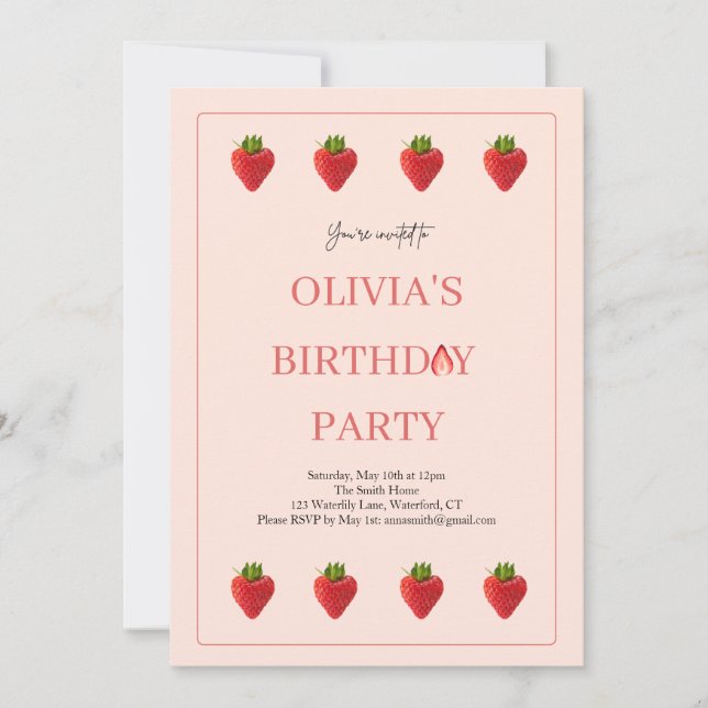 Fraise Berry Invitation de fête d'anniversaire (Devant)