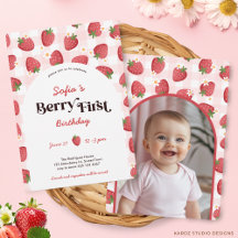 Fraise Berry Invitation d'un premier anniversaire