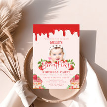 Fraise Berry Invitation d'un premier anniversaire