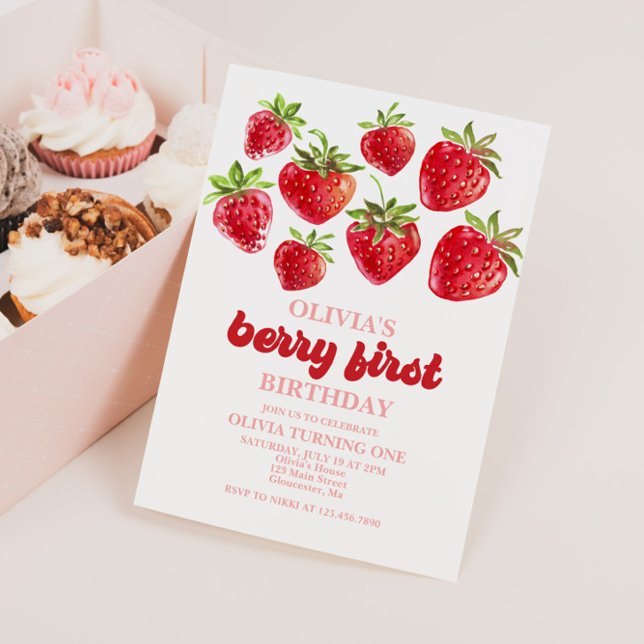 Fraise Berry Invitation d'un premier anniversaire (Créateur téléchargé)
