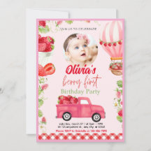 Fraise Berry Invitation d'un premier anniversaire