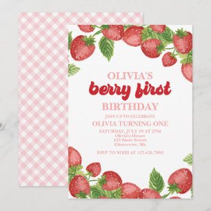 Fraise Berry Invitation d'un premier anniversaire