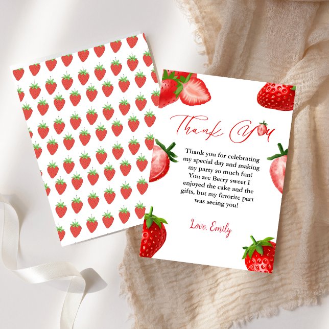 Fraise Berry Sweet Carte de remerciements d'annive (Créateur téléchargé)