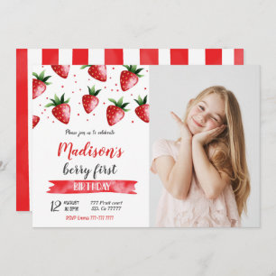Fraise Birthday Photo Invitation