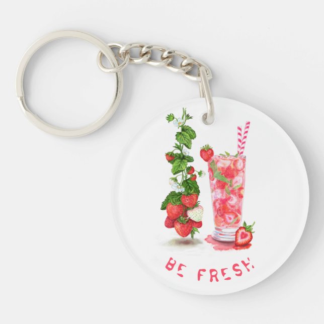 Fraise Cool Boire Fruits Porte - clé Cadeau (Devant)