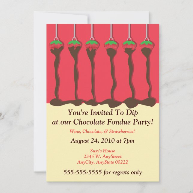 Fraise et chocolat Fondue Party Invitation (Devant)