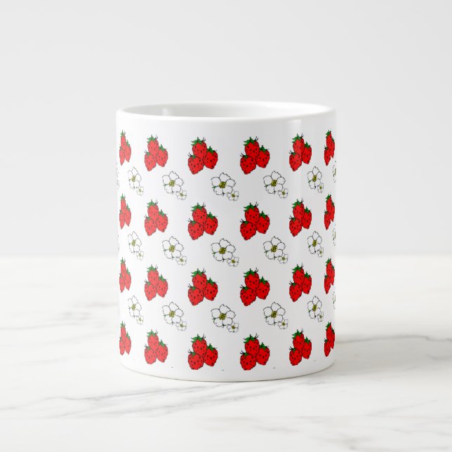 Fraise et Fleurs rétro Motif Jumbo Mug (Devant)