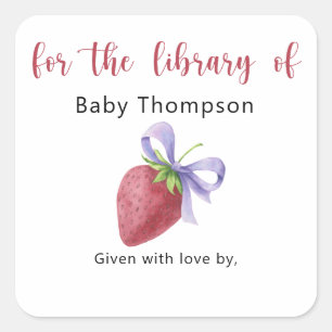 Fraise - Étiquette de livre pour baby shower, livr