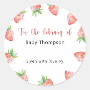 Fraise - Étiquette de livre pour baby shower, livr