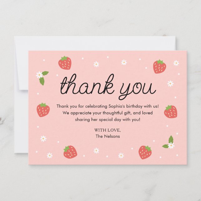 Fraise fête d'anniversaire Carte de remerciements (Devant)