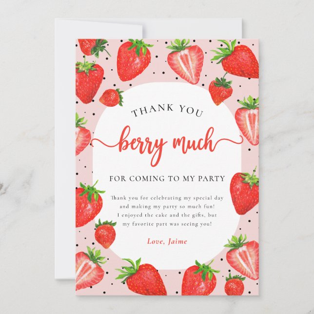 Fraise Fille Anniversaire Merci Berry Beaucoup de  (Devant)