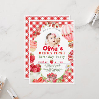 Fraise First Berry 1er Anniversaire Invitation