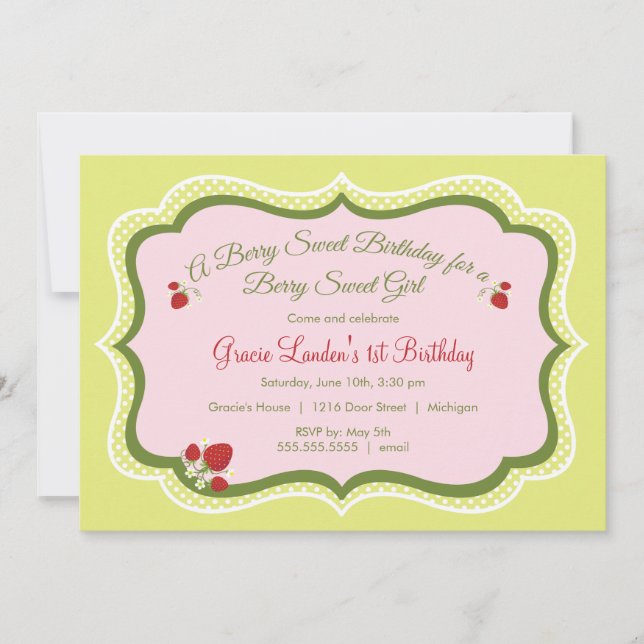 Fraise| Invitation d'anniversaire (Devant)