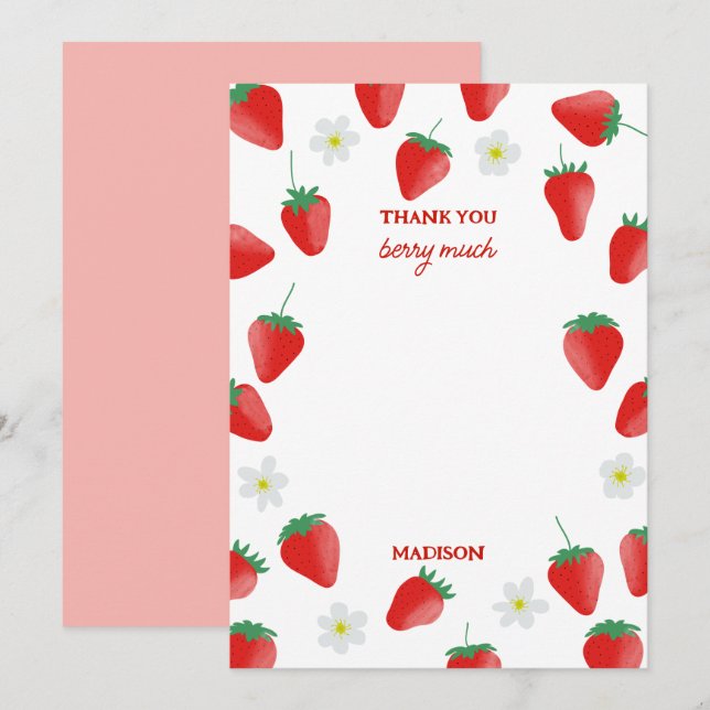Fraise Merci Beaucoup Thème Fraise (Devant / Derrière)