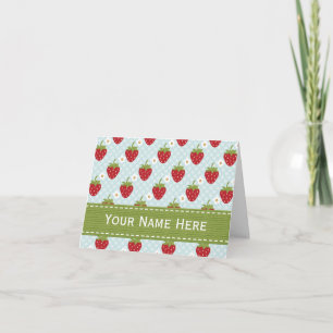 Fraise Merci Cartes Notes Bleu